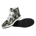 Diamond Shapes Argyle Pattern Print High Top Leather Sneakers