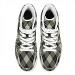 Diamond Shapes Argyle Pattern Print High Top Leather Sneakers
