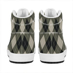 Diamond Shapes Argyle Pattern Print High Top Leather Sneakers