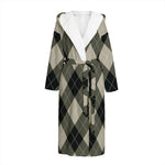 Diamond Shapes Argyle Pattern Print Hooded Bathrobe