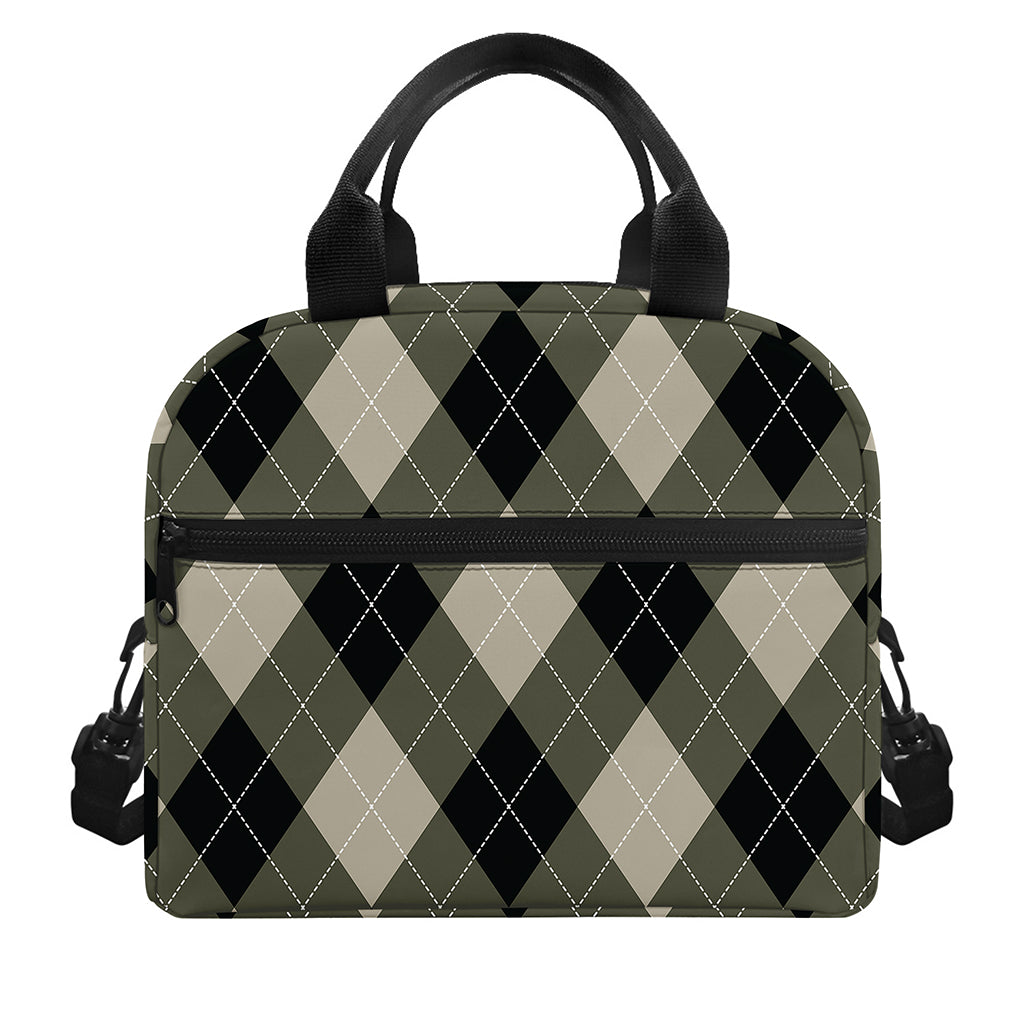 Diamond Shapes Argyle Pattern Print Insulated Lunch Bag