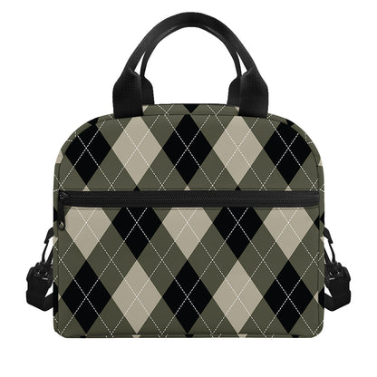 Diamond Shapes Argyle Pattern Print Insulated Lunch Bag
