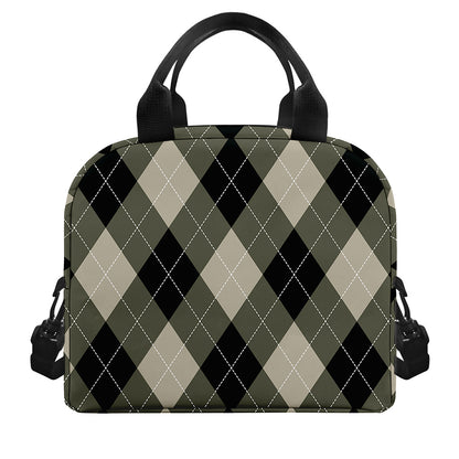 Diamond Shapes Argyle Pattern Print Insulated Lunch Bag