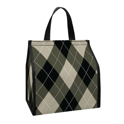 Diamond Shapes Argyle Pattern Print Insulated Lunch Tote