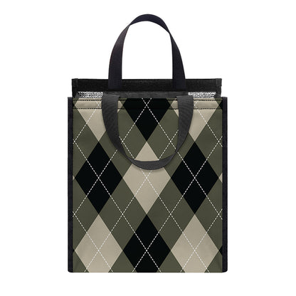 Diamond Shapes Argyle Pattern Print Insulated Lunch Tote