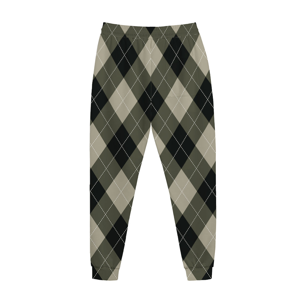 Diamond Shapes Argyle Pattern Print Jogger Pants