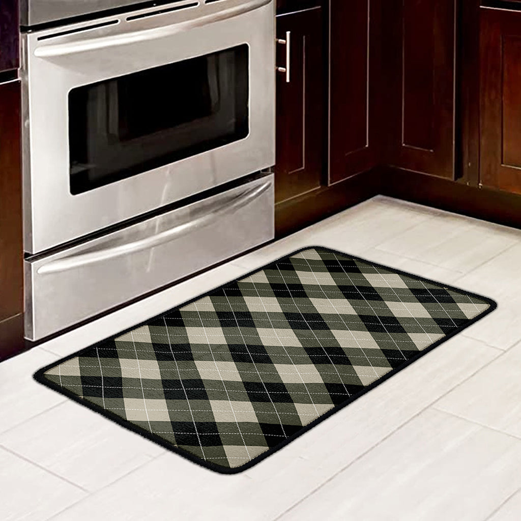 Diamond Shapes Argyle Pattern Print Kitchen Mat