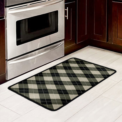 Diamond Shapes Argyle Pattern Print Kitchen Mat