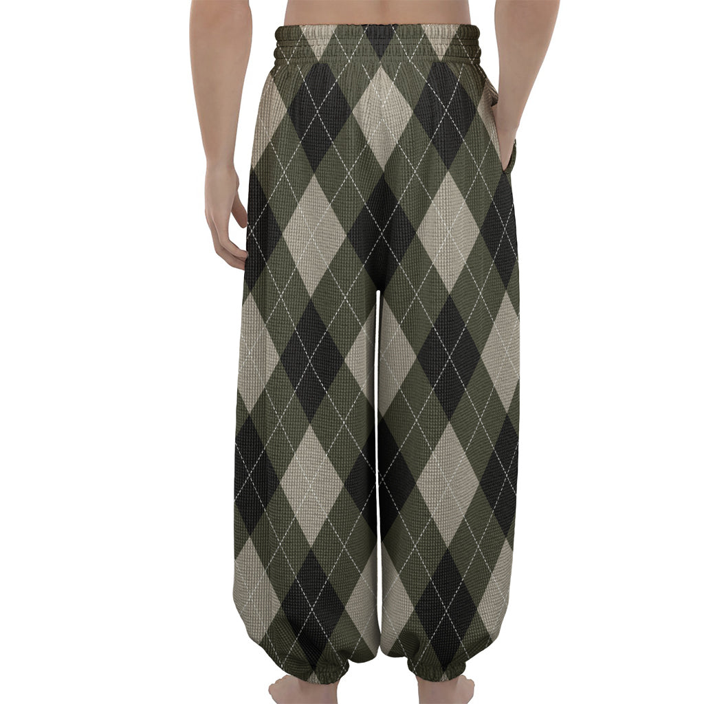 Diamond Shapes Argyle Pattern Print Lantern Pants