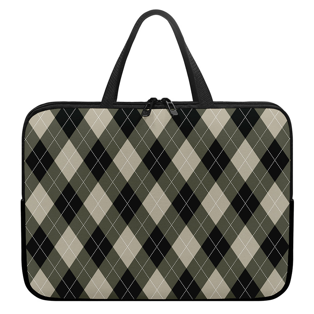 Diamond Shapes Argyle Pattern Print Laptop Sleeve With Handle