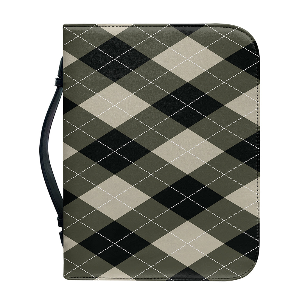 Diamond Shapes Argyle Pattern Print Leather Bible Cover