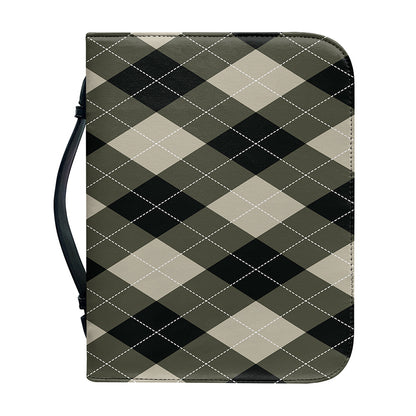 Diamond Shapes Argyle Pattern Print Leather Bible Cover