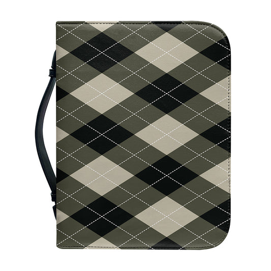 Diamond Shapes Argyle Pattern Print Leather Bible Cover