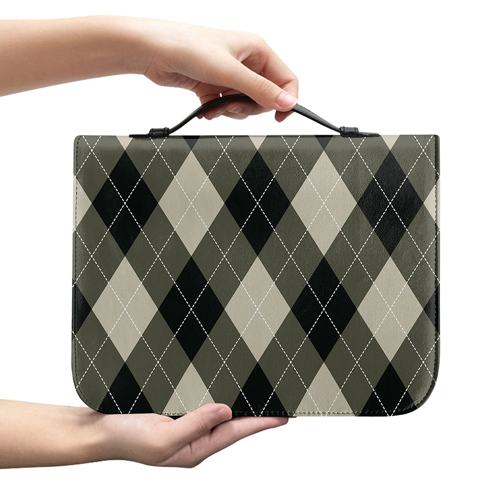Diamond Shapes Argyle Pattern Print Leather Bible Cover
