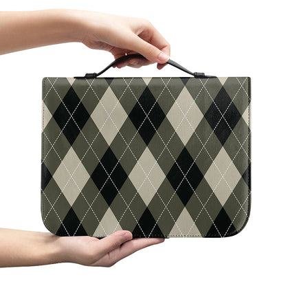 Diamond Shapes Argyle Pattern Print Leather Bible Cover