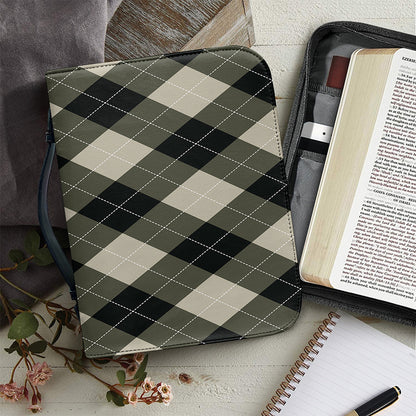 Diamond Shapes Argyle Pattern Print Leather Bible Cover