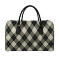 Diamond Shapes Argyle Pattern Print Leather Duffel Bag