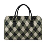 Diamond Shapes Argyle Pattern Print Leather Duffle Bag