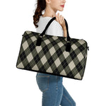 Diamond Shapes Argyle Pattern Print Leather Duffle Bag
