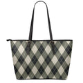 Diamond Shapes Argyle Pattern Print Leather Tote Bag With Zipper