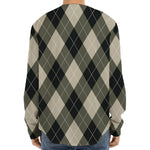 Diamond Shapes Argyle Pattern Print Long Sleeve Baseball Jersey