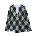 Diamond Shapes Argyle Pattern Print Long Sleeve Short Coat