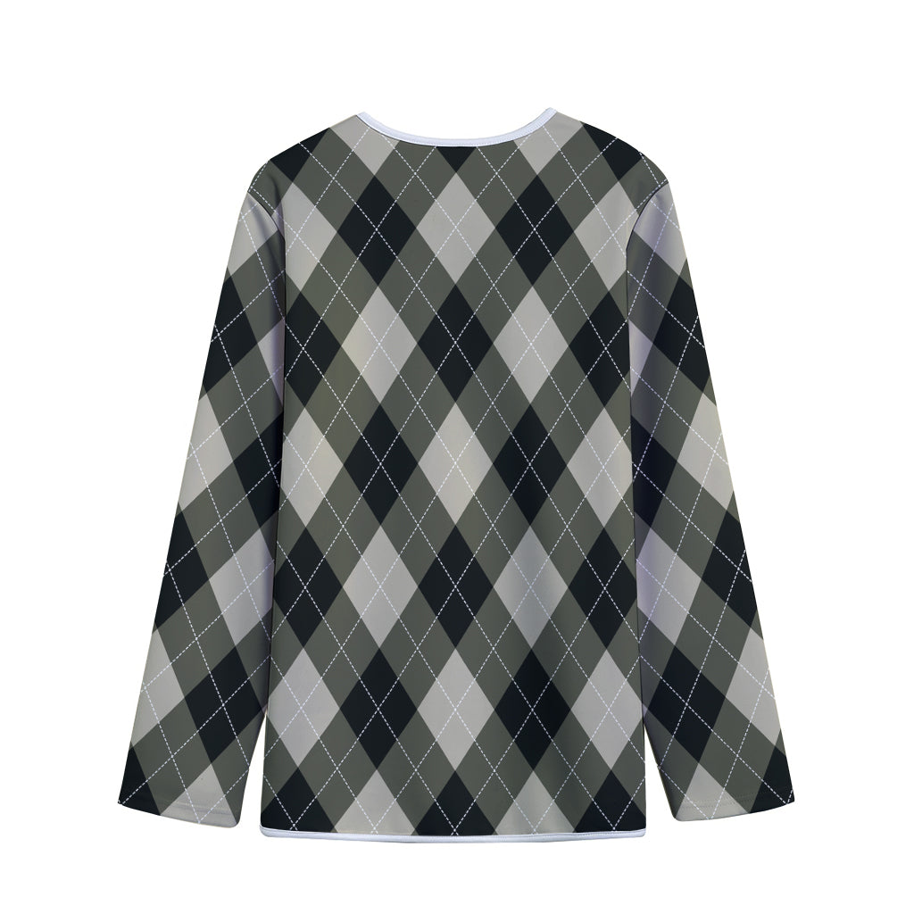 Diamond Shapes Argyle Pattern Print Long Sleeve Short Coat