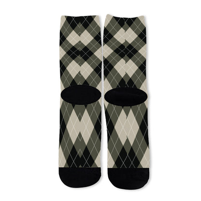 Diamond Shapes Argyle Pattern Print Long Socks