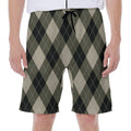 Diamond Shapes Argyle Pattern Print Men's Beach Shorts
