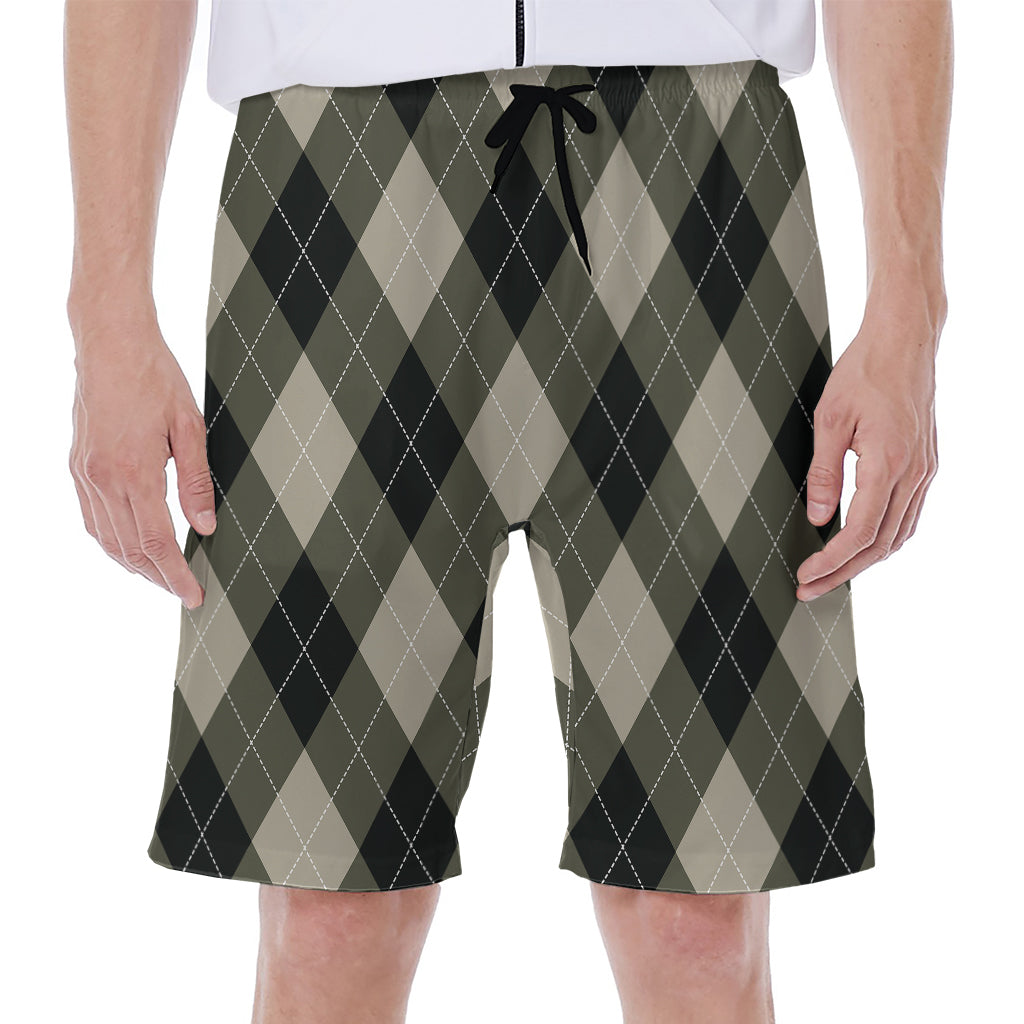 Diamond Shapes Argyle Pattern Print Men's Beach Shorts