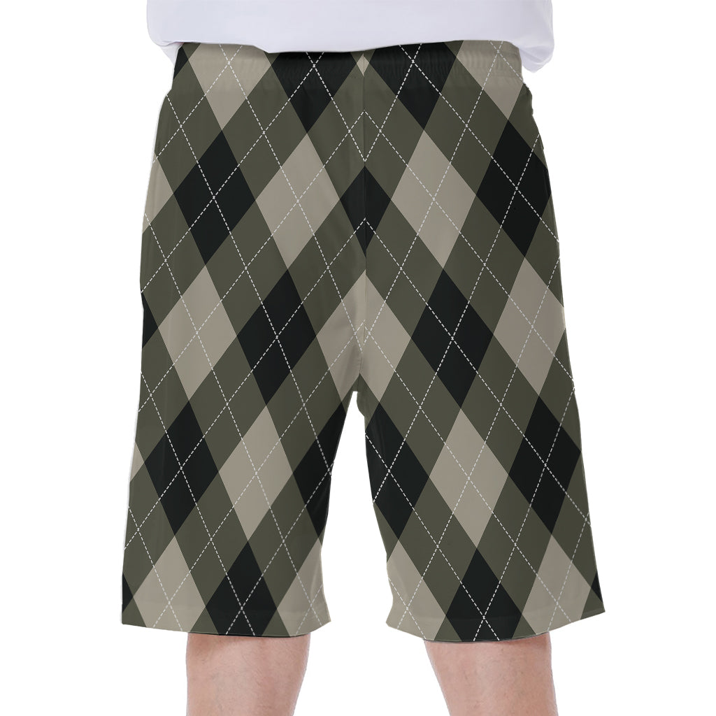 Diamond Shapes Argyle Pattern Print Men's Beach Shorts