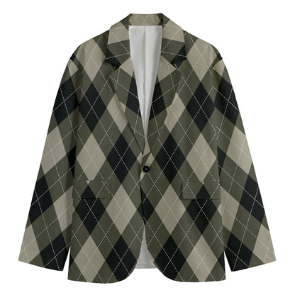 Diamond Shapes Argyle Pattern Print Men's Blazer