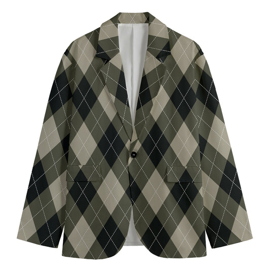 Diamond Shapes Argyle Pattern Print Men's Blazer