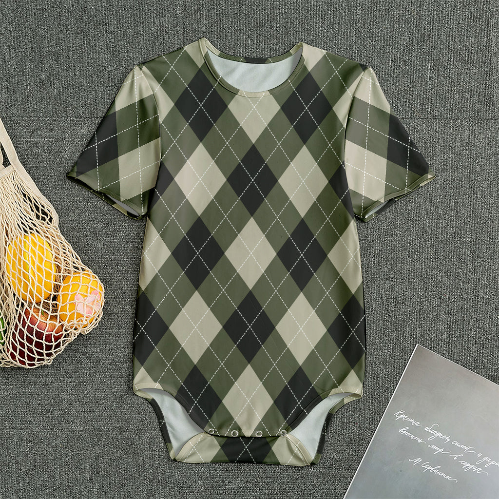 Diamond Shapes Argyle Pattern Print Men's Bodysuit