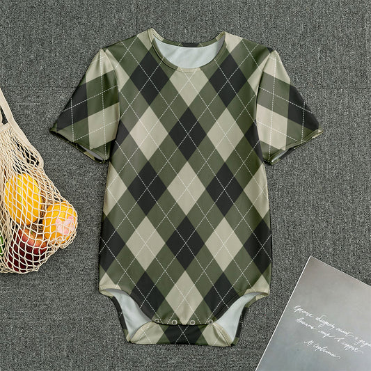 Diamond Shapes Argyle Pattern Print Men's Bodysuit