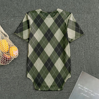 Diamond Shapes Argyle Pattern Print Men's Bodysuit