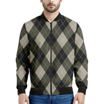 Diamond Shapes Argyle Pattern Print Men's Bomber Jacket