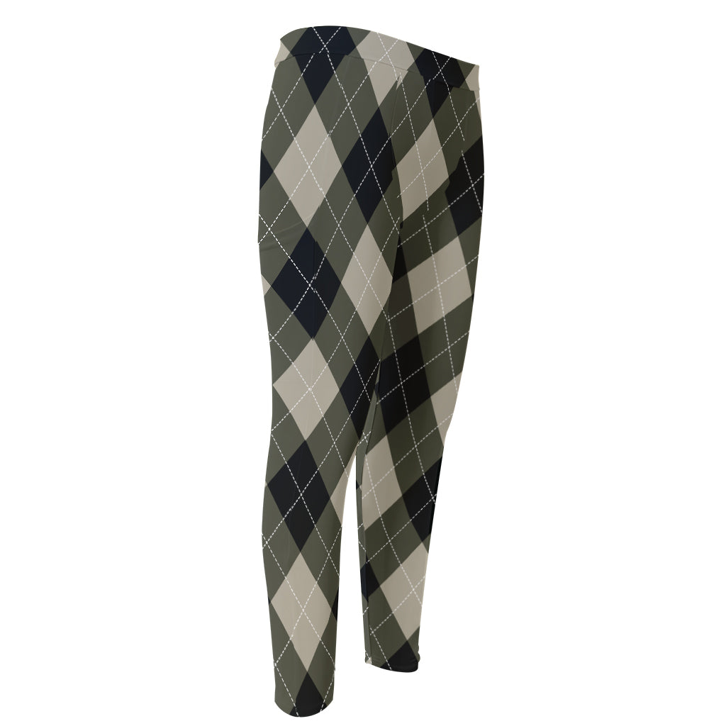 Diamond Shapes Argyle Pattern Print Men's Compression Pants