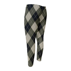 Diamond Shapes Argyle Pattern Print Men's Compression Pants