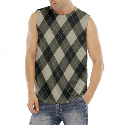 Diamond Shapes Argyle Pattern Print Men's Fitness Tank Top