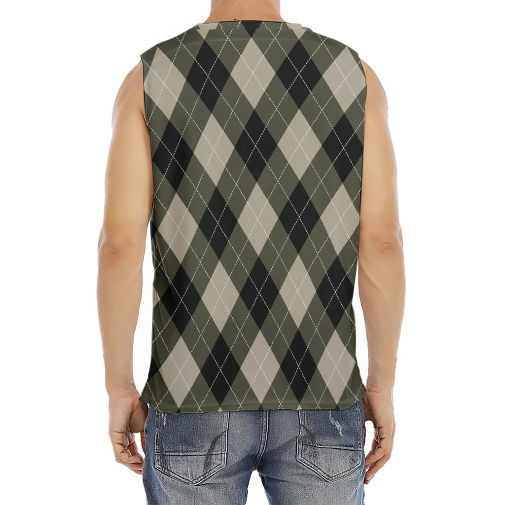 Diamond Shapes Argyle Pattern Print Men's Fitness Tank Top