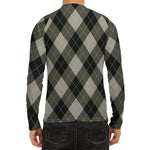 Diamond Shapes Argyle Pattern Print Men's Long Sleeve Rash Guard