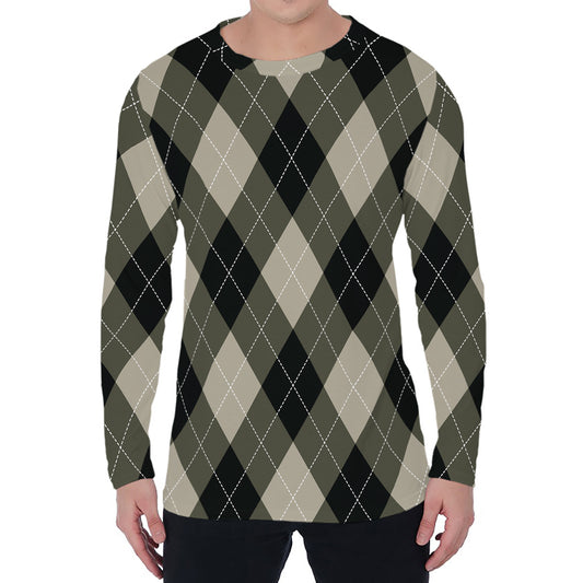 Diamond Shapes Argyle Pattern Print Men's Long Sleeve T-Shirt