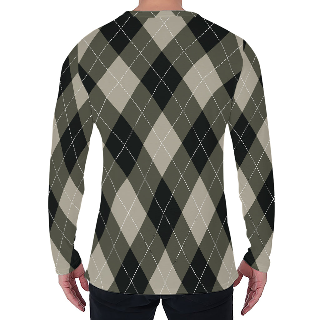 Diamond Shapes Argyle Pattern Print Men's Long Sleeve T-Shirt
