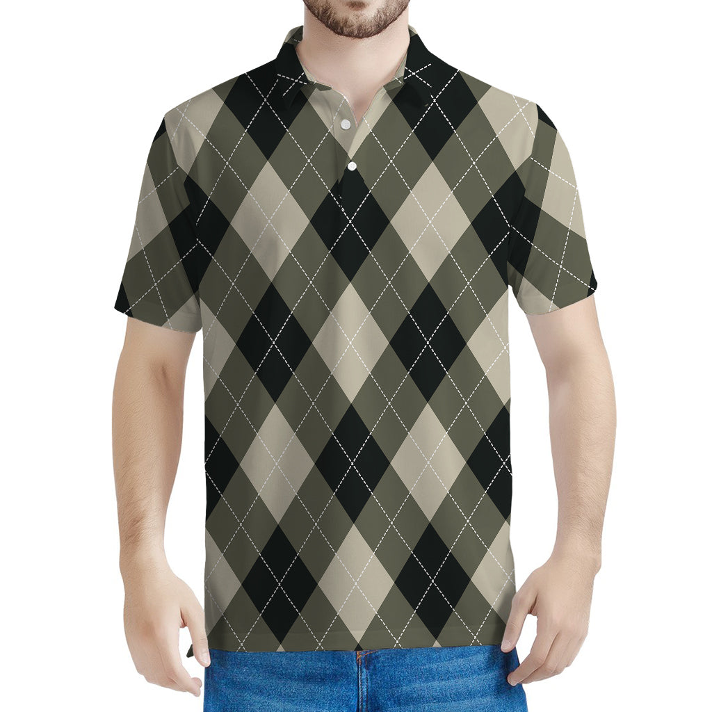Diamond Shapes Argyle Pattern Print Men's Polo Shirt