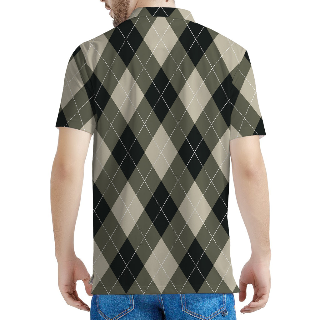 Diamond Shapes Argyle Pattern Print Men's Polo Shirt