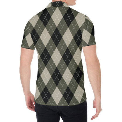 Diamond Shapes Argyle Pattern Print Men's Shirt