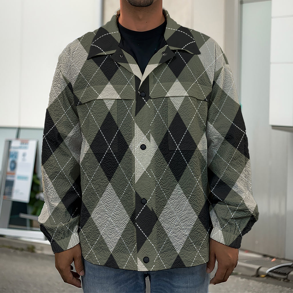 Diamond Shapes Argyle Pattern Print Men's Shirt Jacket