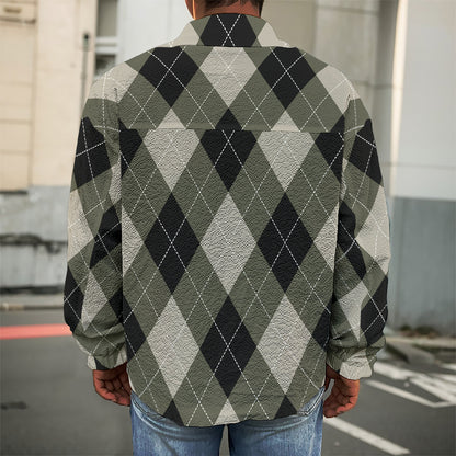 Diamond Shapes Argyle Pattern Print Men's Shirt Jacket