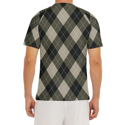 Diamond Shapes Argyle Pattern Print Men's Short Sleeve Rash Guard